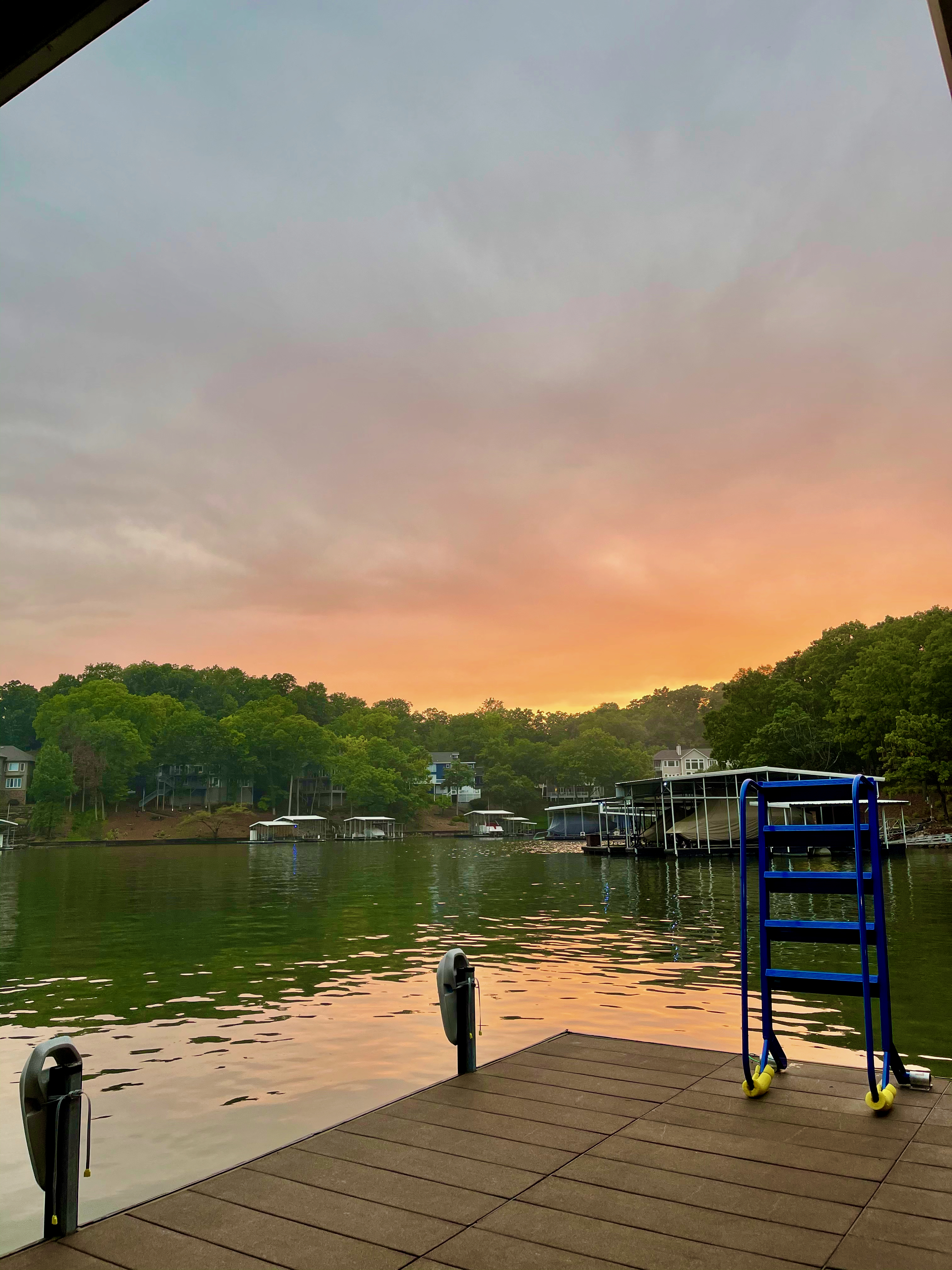 Beautiful sunset over Lake of the Ozarks from the dock
